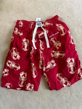 Lazy One Red Lobster Print Men's Shorts. Belfast, Maine